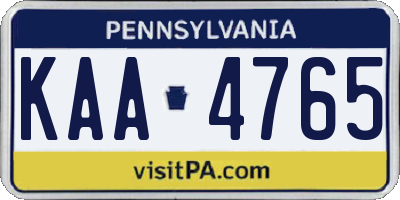 PA license plate KAA4765