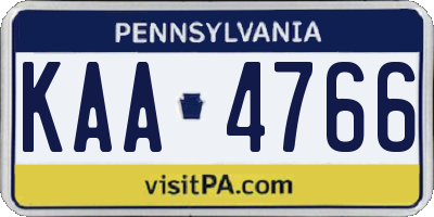 PA license plate KAA4766