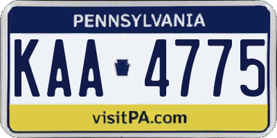 PA license plate KAA4775