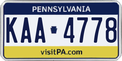 PA license plate KAA4778