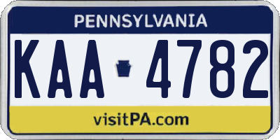 PA license plate KAA4782