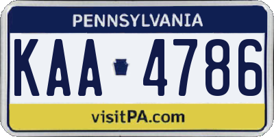 PA license plate KAA4786