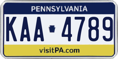 PA license plate KAA4789