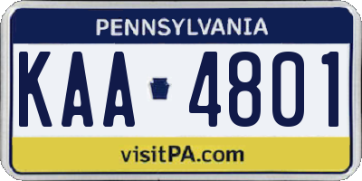 PA license plate KAA4801