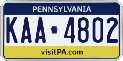 PA license plate KAA4802