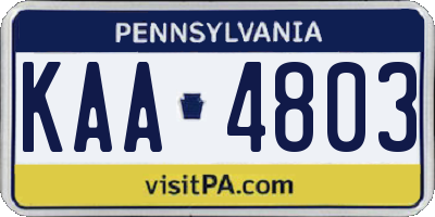 PA license plate KAA4803
