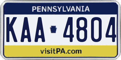 PA license plate KAA4804
