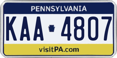 PA license plate KAA4807