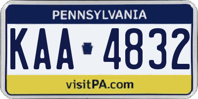PA license plate KAA4832