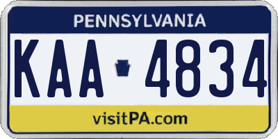 PA license plate KAA4834
