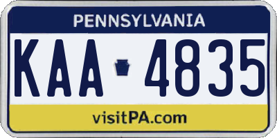 PA license plate KAA4835