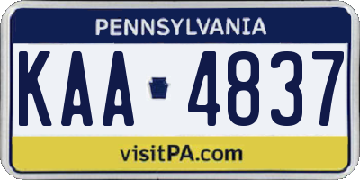 PA license plate KAA4837