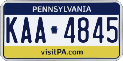 PA license plate KAA4845