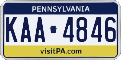 PA license plate KAA4846