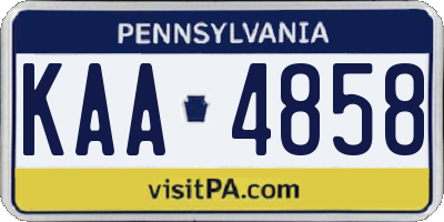 PA license plate KAA4858