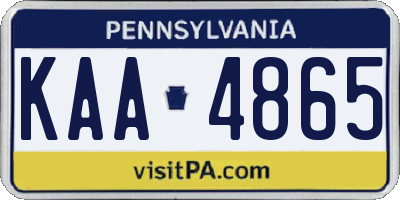 PA license plate KAA4865