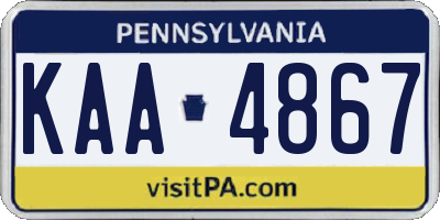 PA license plate KAA4867