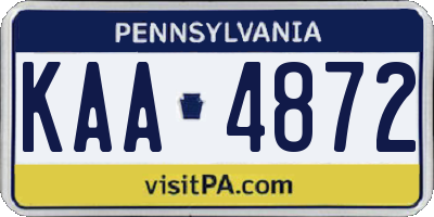 PA license plate KAA4872