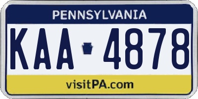 PA license plate KAA4878