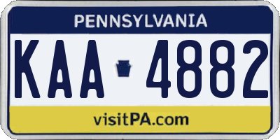 PA license plate KAA4882