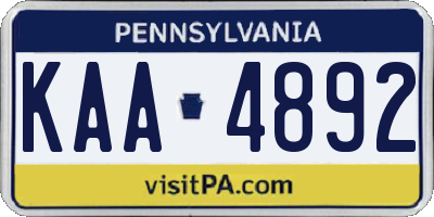 PA license plate KAA4892