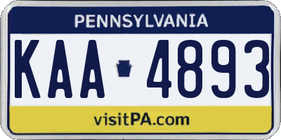 PA license plate KAA4893