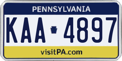 PA license plate KAA4897