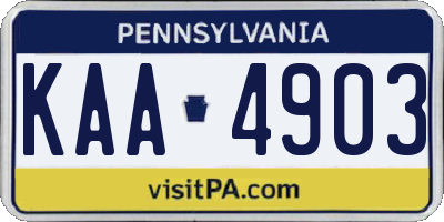 PA license plate KAA4903