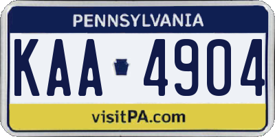 PA license plate KAA4904