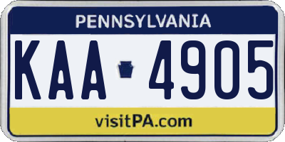 PA license plate KAA4905