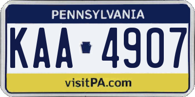 PA license plate KAA4907