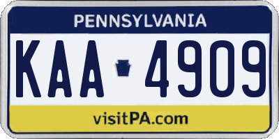 PA license plate KAA4909