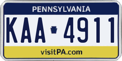 PA license plate KAA4911