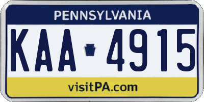 PA license plate KAA4915