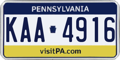 PA license plate KAA4916