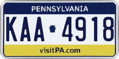 PA license plate KAA4918