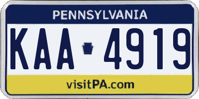 PA license plate KAA4919