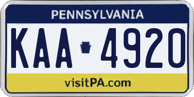 PA license plate KAA4920