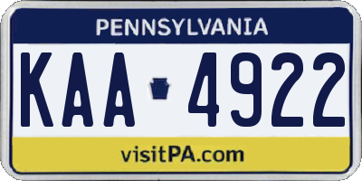 PA license plate KAA4922