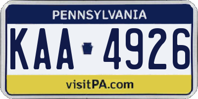 PA license plate KAA4926