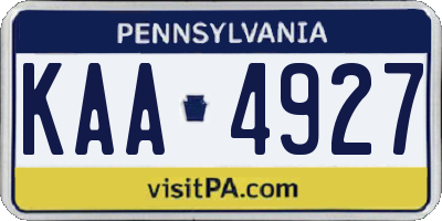 PA license plate KAA4927