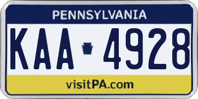 PA license plate KAA4928