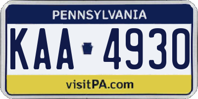 PA license plate KAA4930
