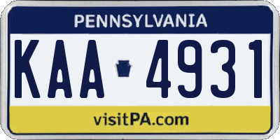 PA license plate KAA4931