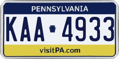 PA license plate KAA4933