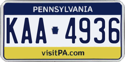 PA license plate KAA4936