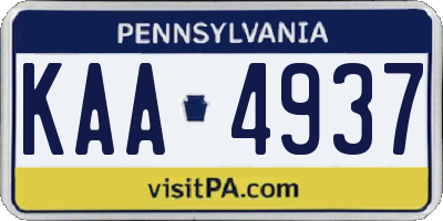 PA license plate KAA4937