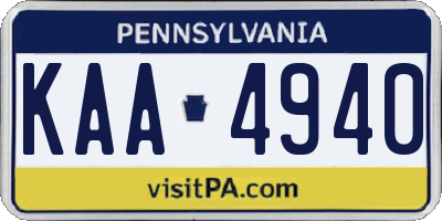 PA license plate KAA4940