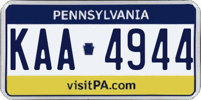 PA license plate KAA4944