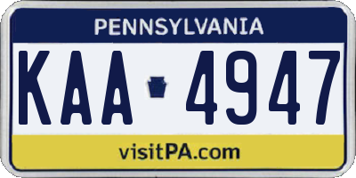 PA license plate KAA4947